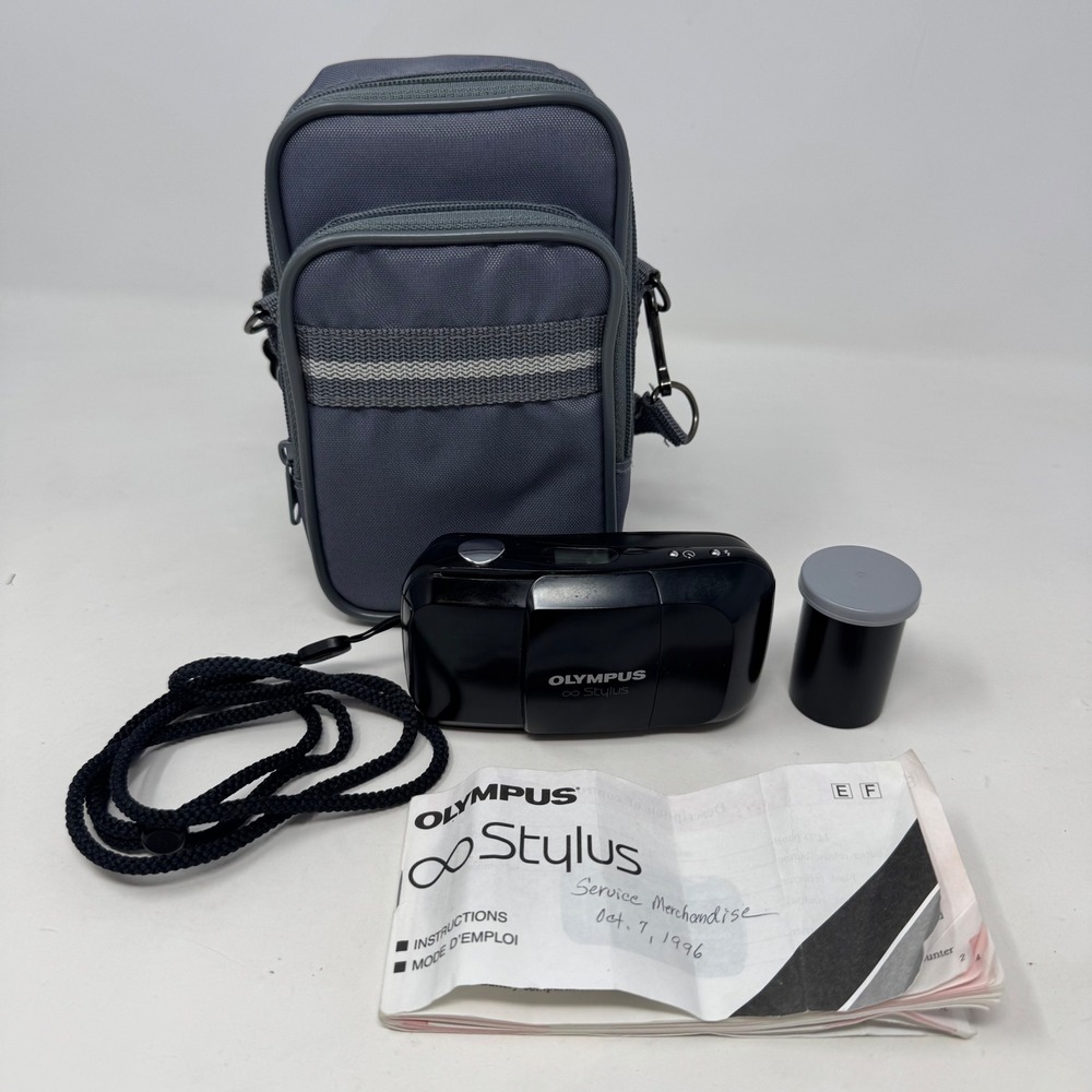 Olympus Infinity Stylus 35mm Film Camera 35mm f/3.5 Lens with Case Manual Tested